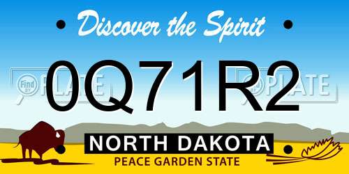 0Q71R2 North Dakota License Plate