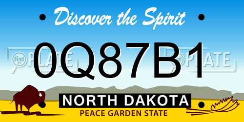 0Q87B1 North Dakota License Plate