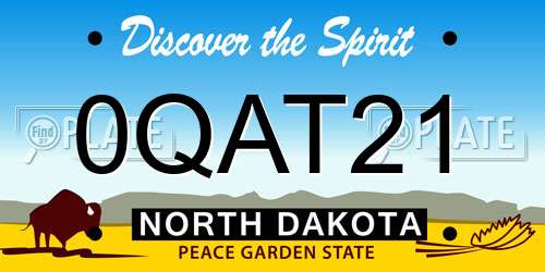 0QAT21 North Dakota License Plate