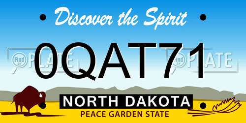 0QAT71 North Dakota License Plate