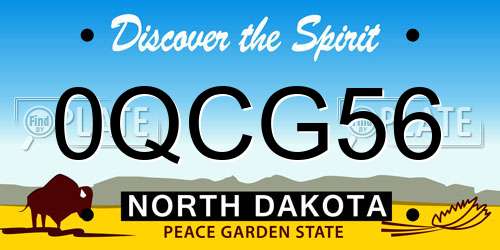 0QCG56 North Dakota License Plate