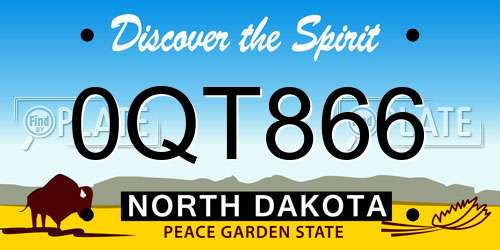 0QT866 North Dakota License Plate