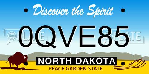 0QVE85 North Dakota License Plate