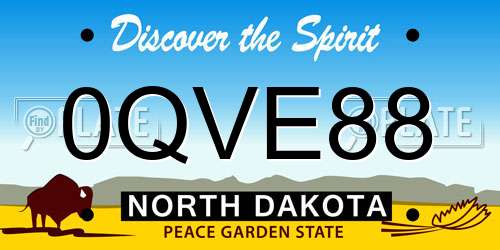0QVE88 North Dakota License Plate