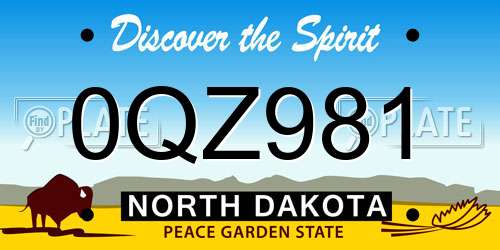 0QZ981 North Dakota License Plate