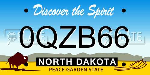 0QZB66 North Dakota License Plate