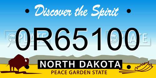 0R65100 North Dakota License Plate