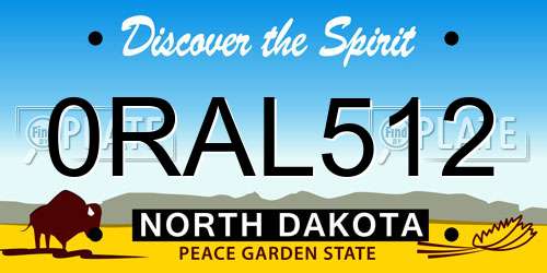 0RAL512 North Dakota License Plate