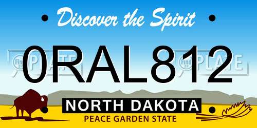 0RAL812 North Dakota License Plate
