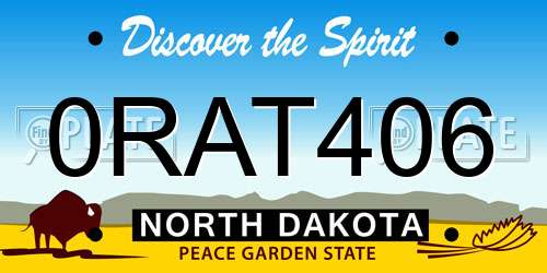 0RAT406 North Dakota License Plate