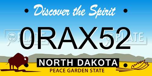 0RAX52 North Dakota License Plate