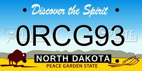 0RCG93 North Dakota License Plate