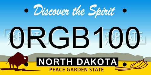0RGB100 North Dakota License Plate