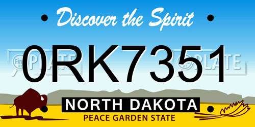0RK7351 North Dakota License Plate