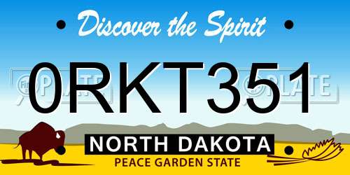 0RKT351 North Dakota License Plate