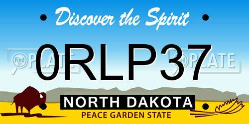 0RLP37 North Dakota License Plate
