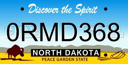 0RMD368 North Dakota License Plate
