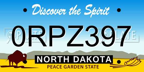 0RPZ397 North Dakota License Plate