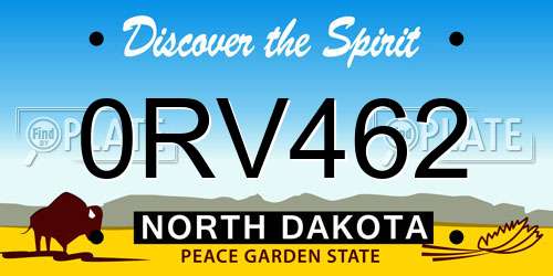 0RV462 North Dakota License Plate