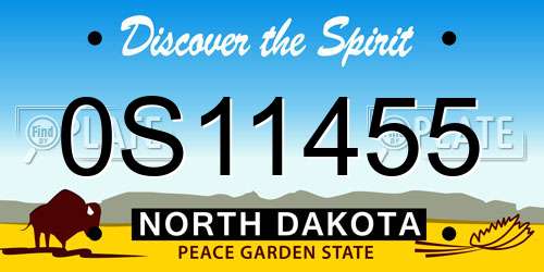 0S11455 North Dakota License Plate
