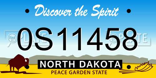 0S11458 North Dakota License Plate