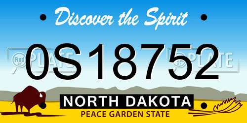 0S18752 North Dakota License Plate
