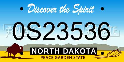 0S23536 North Dakota License Plate