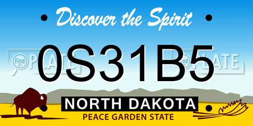 0S31B5 North Dakota License Plate