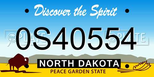 0S40554 North Dakota License Plate