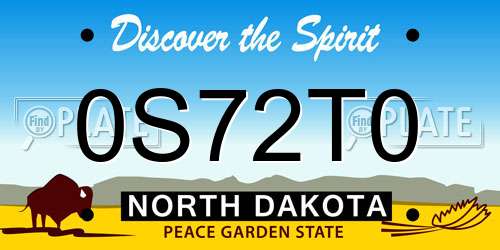 0S72T0 North Dakota License Plate