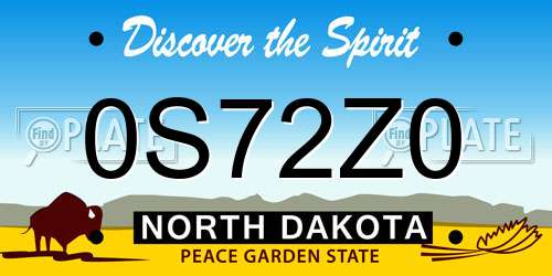 0S72Z0 North Dakota License Plate
