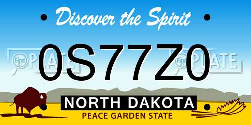 0S77Z0 North Dakota License Plate
