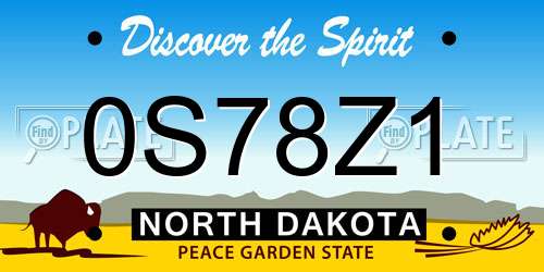 0S78Z1 North Dakota License Plate