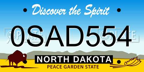 0SAD554 North Dakota License Plate