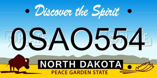 0SAO554 North Dakota License Plate