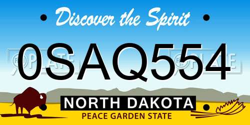 0SAQ554 North Dakota License Plate