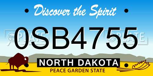 0SB4755 North Dakota License Plate
