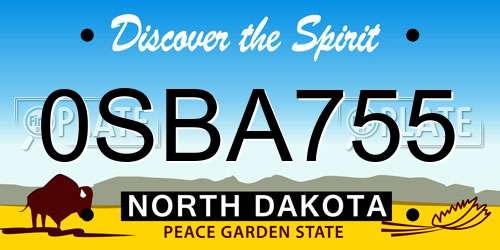 0SBA755 North Dakota License Plate