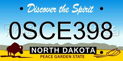 0SCE398 North Dakota License Plate