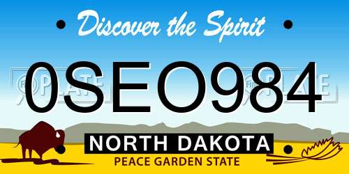 0SEO984 North Dakota License Plate