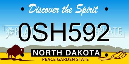 0SH592 North Dakota License Plate