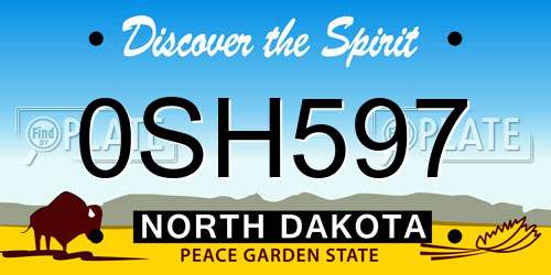 0SH597 North Dakota License Plate