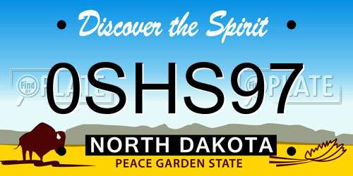 0SHS97 North Dakota License Plate