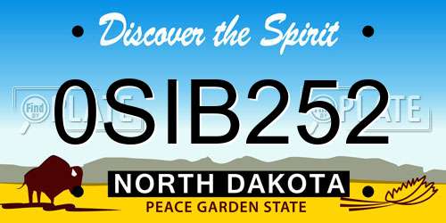 0SIB252 North Dakota License Plate