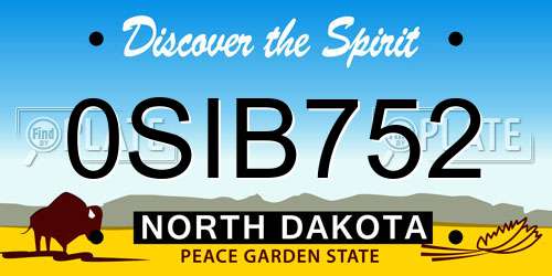 0SIB752 North Dakota License Plate