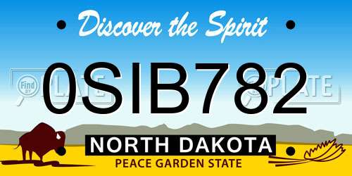 0SIB782 North Dakota License Plate