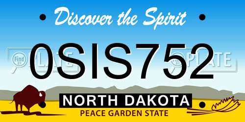 0SIS752 North Dakota License Plate