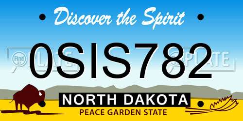 0SIS782 North Dakota License Plate