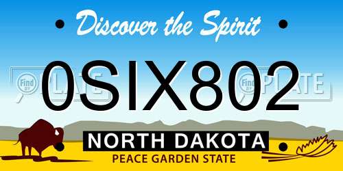 0SIX802 North Dakota License Plate