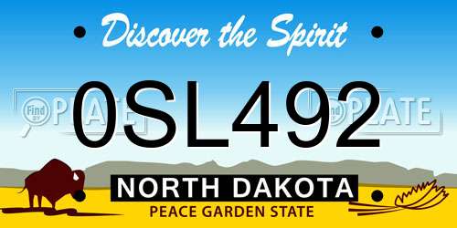 0SL492 North Dakota License Plate